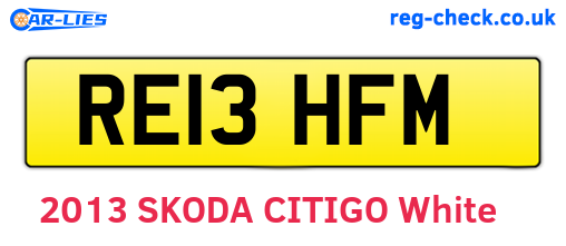 RE13HFM are the vehicle registration plates.
