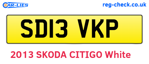 SD13VKP are the vehicle registration plates.