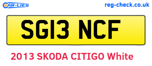 SG13NCF are the vehicle registration plates.