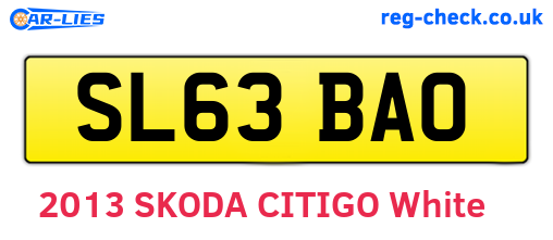 SL63BAO are the vehicle registration plates.