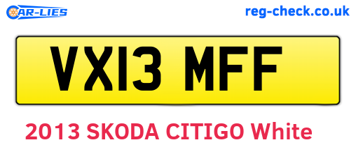 VX13MFF are the vehicle registration plates.