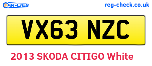 VX63NZC are the vehicle registration plates.