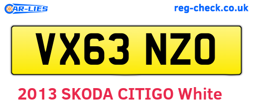 VX63NZO are the vehicle registration plates.
