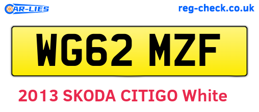 WG62MZF are the vehicle registration plates.