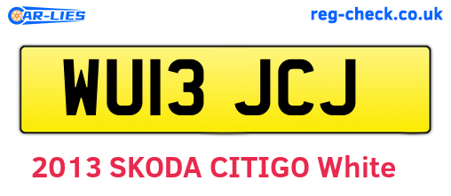 WU13JCJ are the vehicle registration plates.
