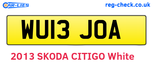 WU13JOA are the vehicle registration plates.