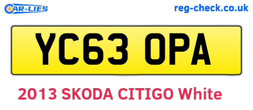 YC63OPA are the vehicle registration plates.