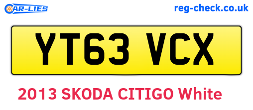 YT63VCX are the vehicle registration plates.