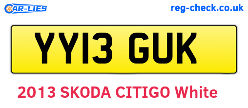 YY13GUK are the vehicle registration plates.