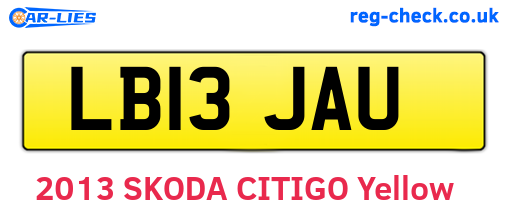 LB13JAU are the vehicle registration plates.