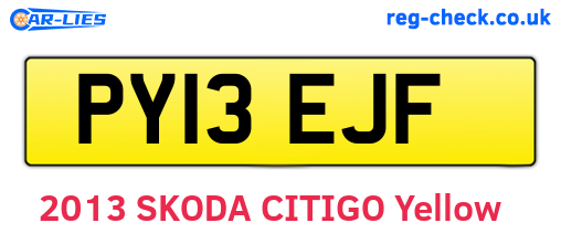 PY13EJF are the vehicle registration plates.