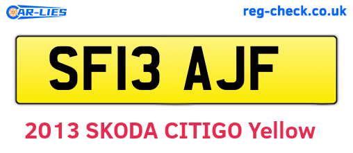 SF13AJF are the vehicle registration plates.