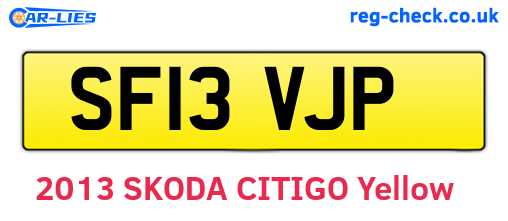 SF13VJP are the vehicle registration plates.