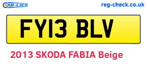 FY13BLV are the vehicle registration plates.