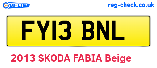 FY13BNL are the vehicle registration plates.