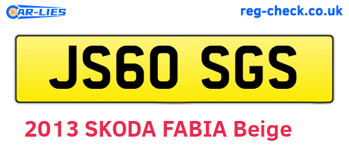 JS60SGS are the vehicle registration plates.