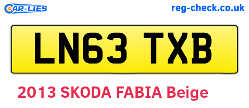 LN63TXB are the vehicle registration plates.