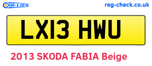 LX13HWU are the vehicle registration plates.