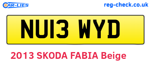 NU13WYD are the vehicle registration plates.