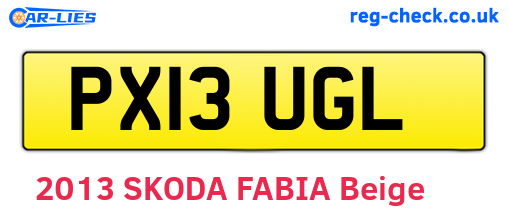 PX13UGL are the vehicle registration plates.