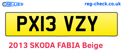 PX13VZY are the vehicle registration plates.