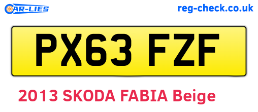PX63FZF are the vehicle registration plates.