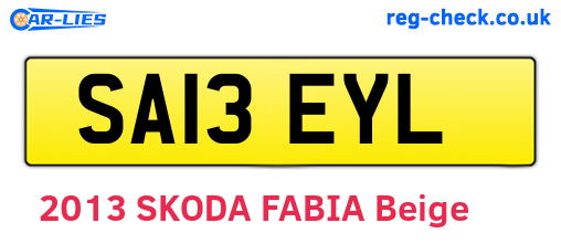 SA13EYL are the vehicle registration plates.