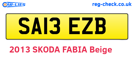 SA13EZB are the vehicle registration plates.
