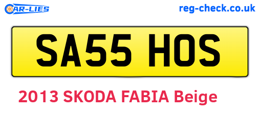 SA55HOS are the vehicle registration plates.