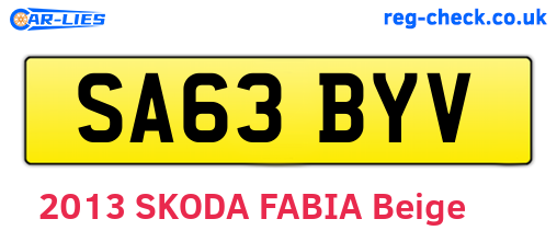 SA63BYV are the vehicle registration plates.