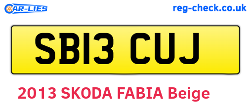 SB13CUJ are the vehicle registration plates.