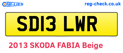 SD13LWR are the vehicle registration plates.