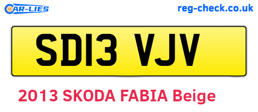 SD13VJV are the vehicle registration plates.