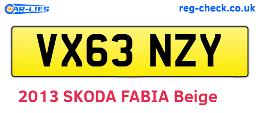 VX63NZY are the vehicle registration plates.