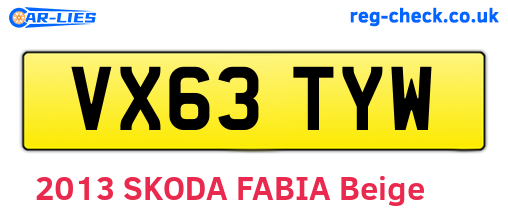 VX63TYW are the vehicle registration plates.
