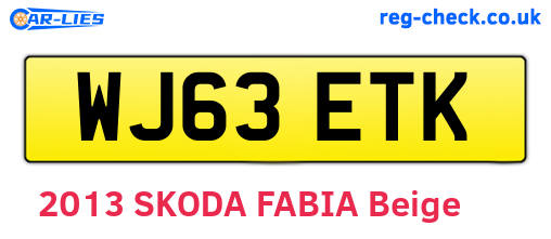 WJ63ETK are the vehicle registration plates.