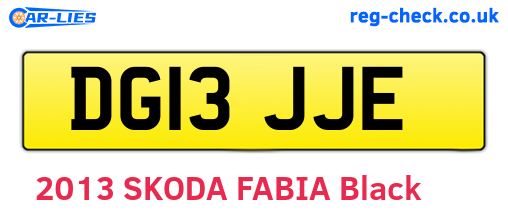 DG13JJE are the vehicle registration plates.