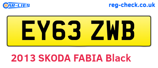 EY63ZWB are the vehicle registration plates.
