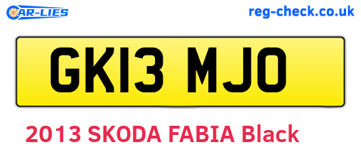 GK13MJO are the vehicle registration plates.