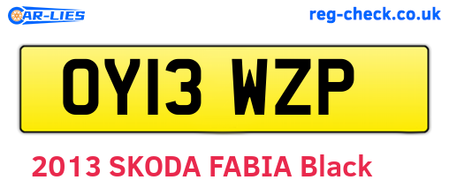 OY13WZP are the vehicle registration plates.