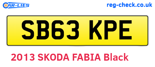 SB63KPE are the vehicle registration plates.