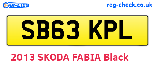 SB63KPL are the vehicle registration plates.