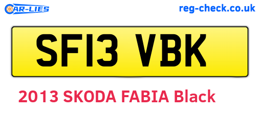 SF13VBK are the vehicle registration plates.