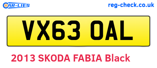 VX63OAL are the vehicle registration plates.