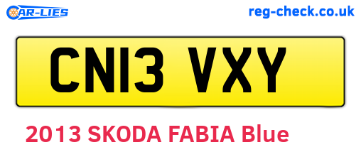 CN13VXY are the vehicle registration plates.