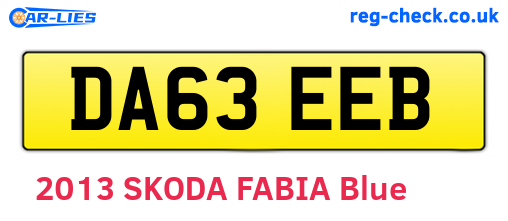 DA63EEB are the vehicle registration plates.