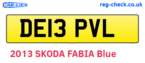 DE13PVL are the vehicle registration plates.