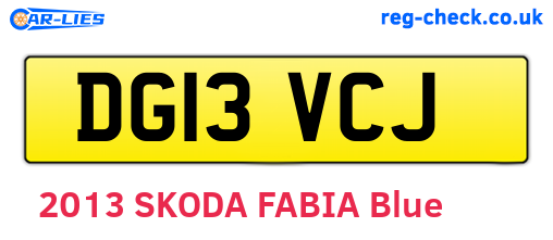 DG13VCJ are the vehicle registration plates.