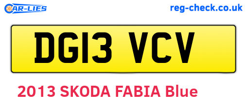 DG13VCV are the vehicle registration plates.