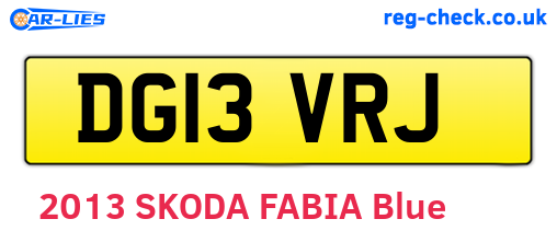 DG13VRJ are the vehicle registration plates.